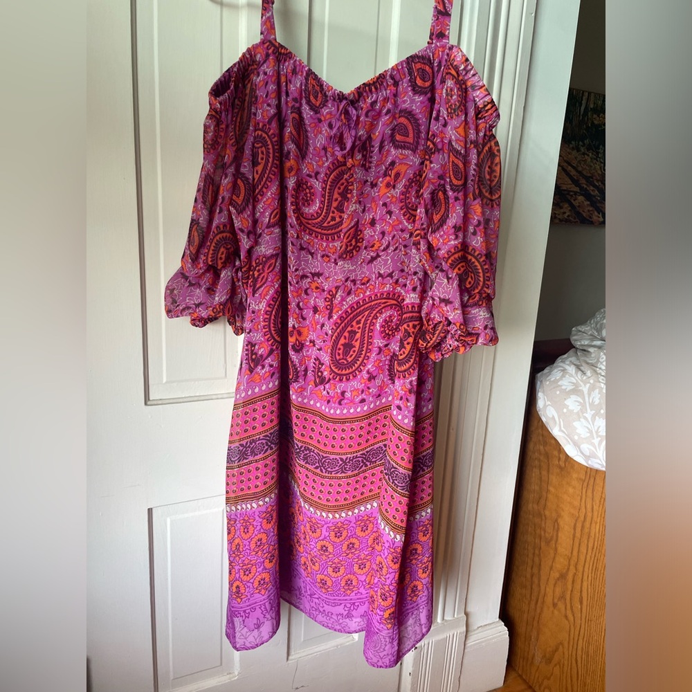 Roz and Ali summer dress with an off the shoulder frill